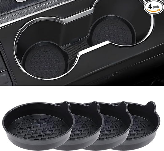 Amooca Automotive Cup Holders Universal Car Cup Coaster Waterproof Non-Slip Sift-Proof Spill Holder Car Interior Accessories 4 Pack Black