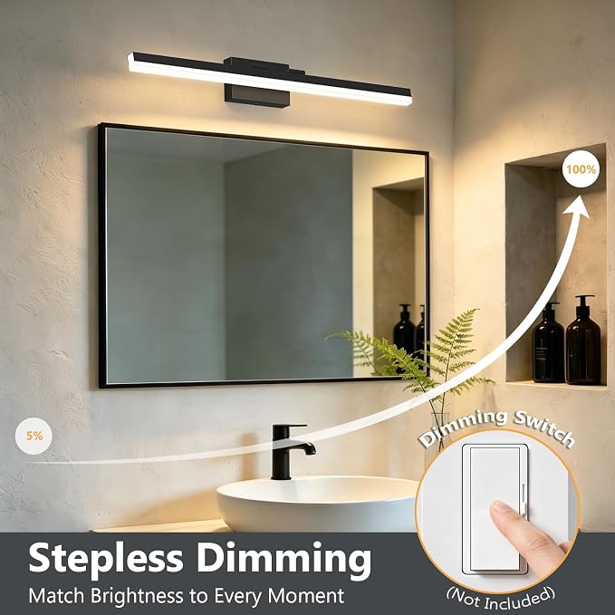 IZORRO Modern Bathroom Vanity Light 40 inch, Rotatable, 32W Dimmable Led Bathroom Light Fixture Over Mirror, Black Vanity Light Bar (5 Color Temperature)