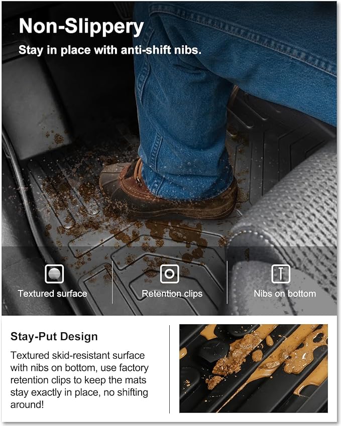 Kiwi Master Floor Mats for 2019 2020 Hyundai Santa Fe | Custom Fit All Weather Car Mats, Heavy Duty TPE Floor Liners, Front & Rear 2 Row Set, Black
