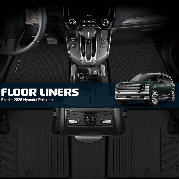 Floor Mats Fit for 2026 Hyundai Palisade Gasoline 7 Seater, All Weather Cargo Liner with Backrest Mat TPE Rubber Protection Mats with 2nd & 3rd Row Covering 2026 Palisade Accessories, Black