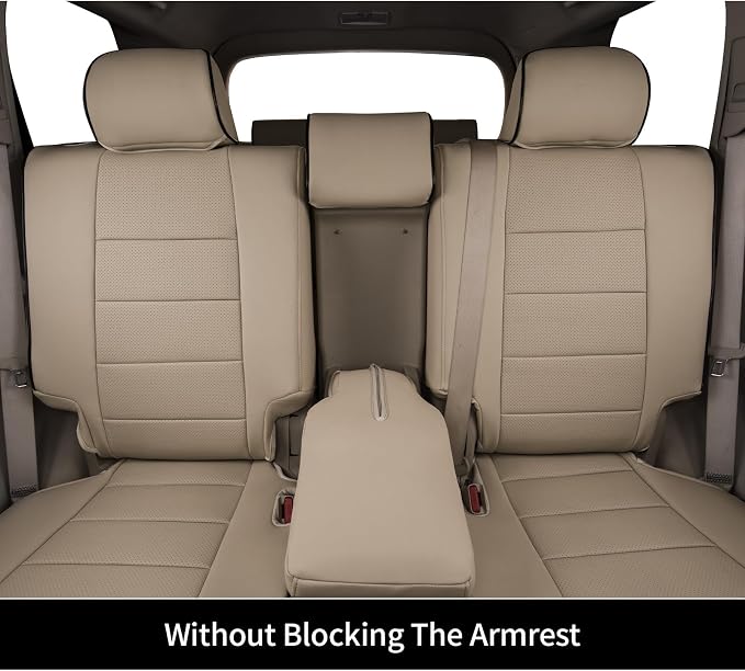 EKR Car Seat Covers Custom Fit for Toyota 4Runner(5 Seats) Full Set | for Toyota 4Runner 2003-2009(Power Front Seats)Full Wrap,Airbag Compatible,Waterproof Pet-resistant,Faux Leather(Beige)