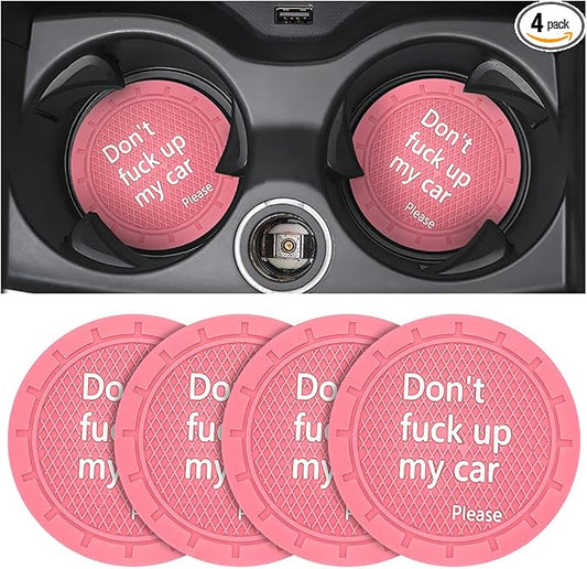 8sanlione Car Cup Coaster, 4Pcs 2.75 Inch Auto Cup Holder Insert Coasters, Non-Slip Waterproof Embedded Drink Mat, Automotive Interior Accessories for Men and Women (D Pink/4PCS)