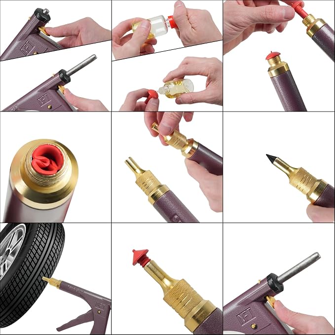 Tire Plug Kit, Tire Repair Kit, Mushroom Tire Plug Kit, Heavy Duty Tire Repair Tools for Tubeless Tires, Complete Set with Plug Gun and More for Truck, ARB, ATV, Tractor, RV, SUV, Trailer