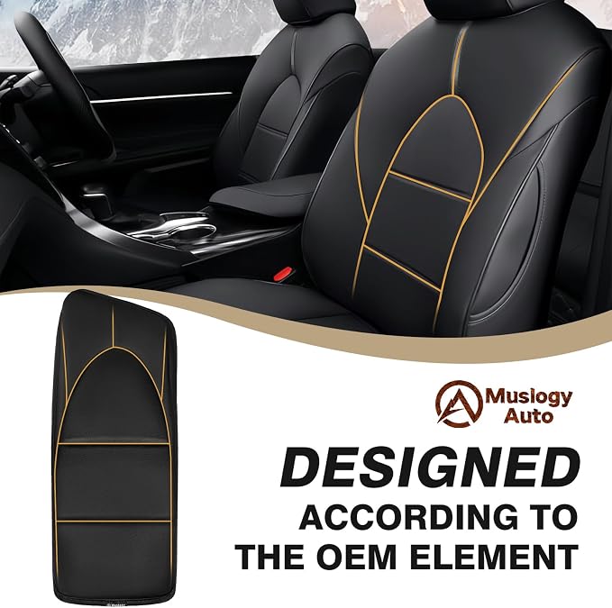 Muslogy Center Console Armrest Cover Fit for Toyota Camry 2018-2024 Accessories, Comfort Armrest Pad Console Lid Cushion Vegan Leather Regular Thick