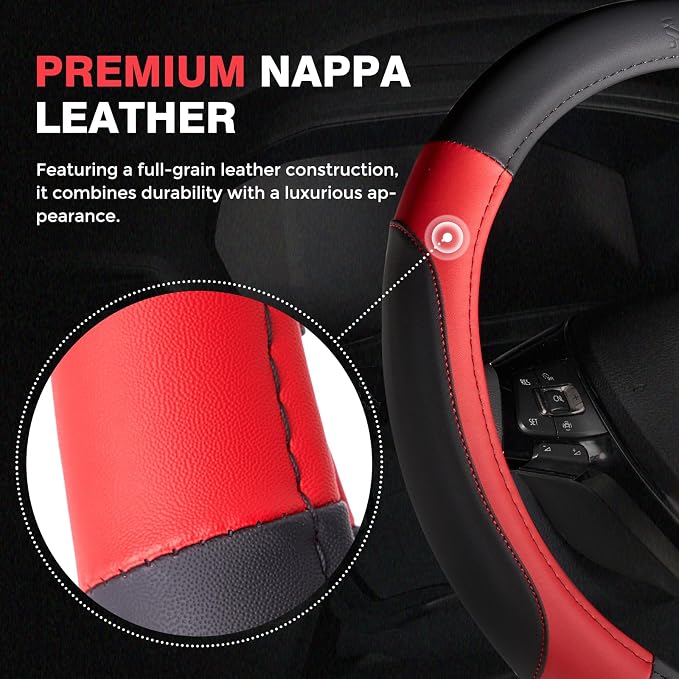 FLORICH Car Steering Wheel Cover, Microfiber Leather Steering Wheel Covers with Anti-Slip Lining, Breathable Elastic Car Steering Wheel Protector, Universal Standard Size 14-15 inch