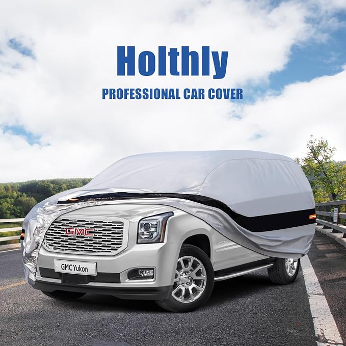 10 Layers SUV Car Cover Custom Fit for GMC Yukon (2006-2024) Waterproof All Weather for Automobiles, Outdoor Full Cover Rain Sun UV Protection.Silver
