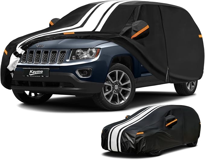 Kayme Heavy Duty Car Cover Custom Fit for Jeep Compass (2006-2026) Waterproof All Weather for Automobiles, Gift with Tape/Towel, Outdoor Full Exterior Cover Rain Snow Sun UV Protection.
