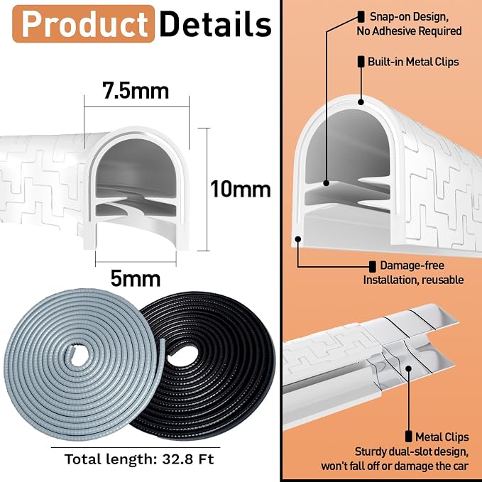 Car Door Edge Guards, 65.6Ft(20m) Car Door Protector Edge Guards Rubber Seal, Doors Edge Trim U Shape Edge Guards for Cars Trucks Suvs (White)