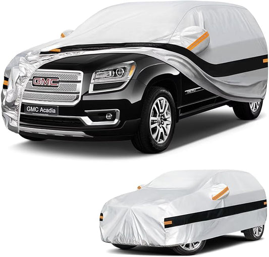 10 Layers SUV Car Cover Custom Fit for GMC Acadia (2007-2026), Waterproof All Weather for Automobiles, Outdoor Full Cover Sun Dust Rain Protection with Cotton. Silver