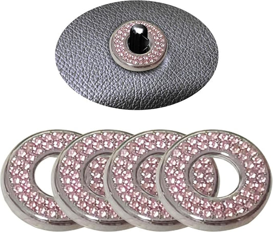 1 Pack 4 Pcs Bling Car Inner Door Lock Covers, Car Bling Accessories For Women Rhinestone, Rhinestones Pull Rod Bolt Decoration Covers Compatible With Mercedes-Benz A,B,C,D,E Class, Gla ,Glc (Pink)