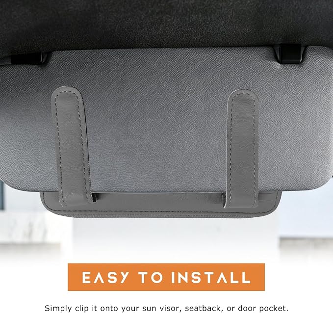 Car Tissue Box, Leather Auto Sun Visor Napkin Case Tissue Case Holder with Zipper, Sunvisor Paper Towel Storage Box Napkin Organizer for Most Vehicles, Car Accessories (Gray)