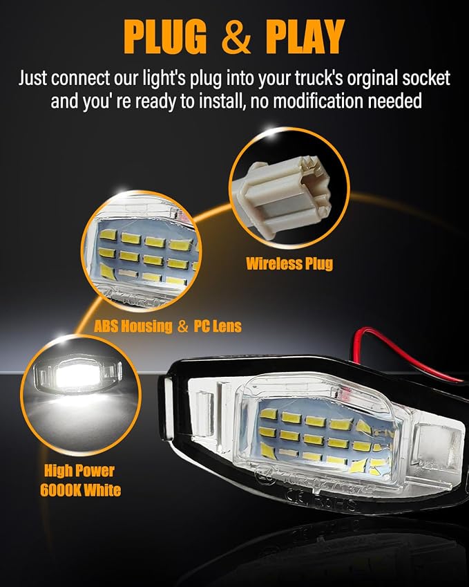 LESAUCE LED License Plate Lights 6500K White For Honda Accord Sedan Odyssey Civic Pilot & Acura MDX TSX TL ILX RDX RL, Super Bright Tag Lamp Assembly Replacement Pack of 2