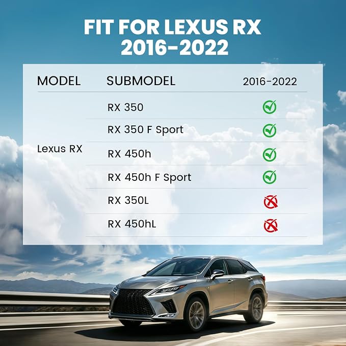 LASFIT Floor Mats for Lexus RX 2022 2021 2020 2019 2018 2017 2016 RX350 RX450h(Not for RX L), All Weather Floor Liners Custom Fit TPE Car Mats,Front & Rear Mats, Black | Not for RX350L,RX450HL, 3D Custom Fit TPE All Weather Floor Liners, Full Coverage ...