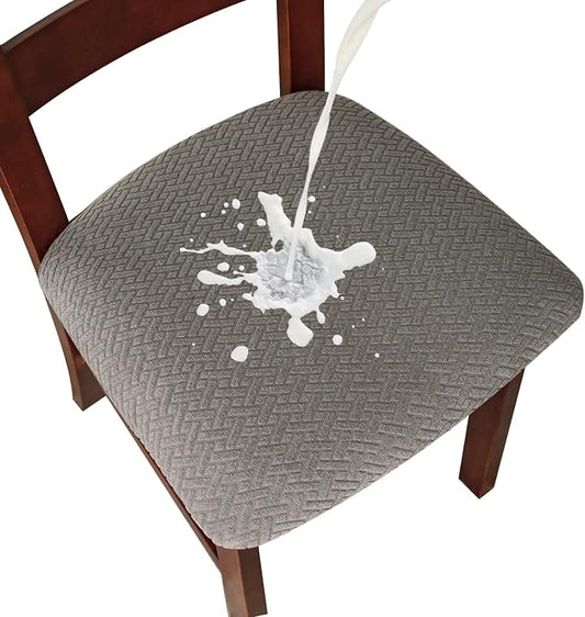 Genina Waterproof Seat Covers for Dining Room Chairs Covers Dining Chair seat Covers Kitchen Chair Covers slipcovers (Grey, 6 Pcs)