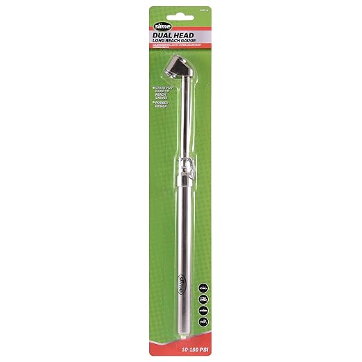 Slime 2021-A Tire Gauge, Dual Head, Pencil Gauge, Truck & SUV, 10-150 psi