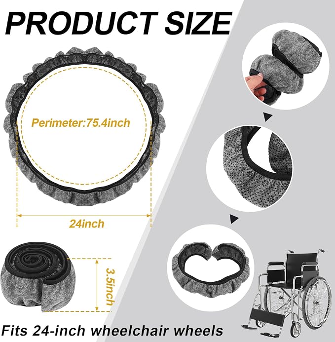 4 Pcs Wheelchair Wheel Covers for Wheels 24'' Wheelchair Tyre Tire Covers to Protect Floors Carpets