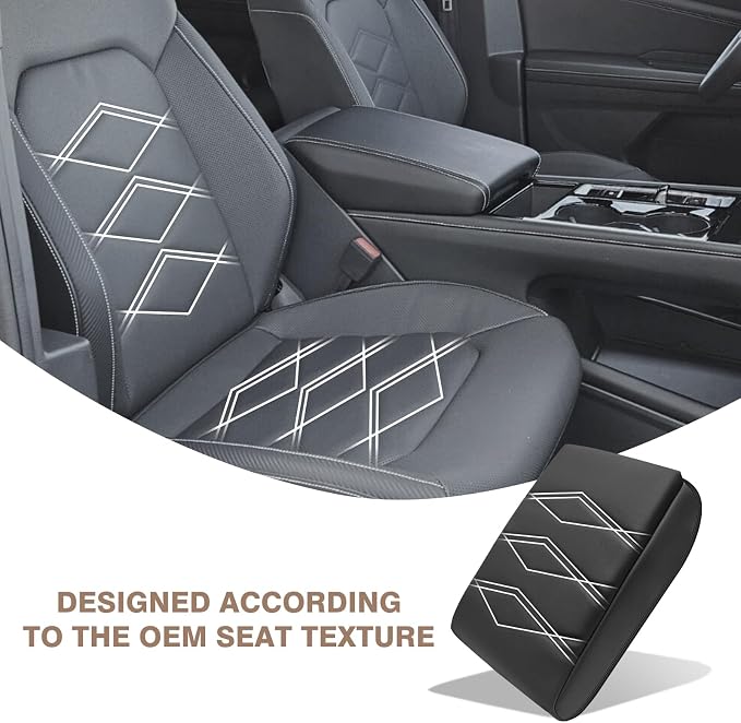 Muslogy Center Console Armrest Cover Fit for Volkswagen Atlas & Cross Sport 2024-2026 Accessories, Comfort Armrest Pad Console Lid Cushion Vegan Leather 1-Inch Extra Thick