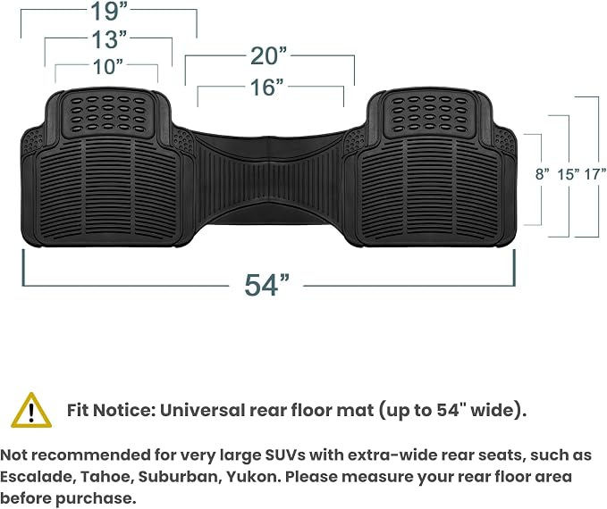FH Group Car Floor Mats - Heavy-Duty Rubber Floor Mats for Cars, Universal Fit Rear Set, Trimmable Automotive Floor Mats, ClimaProof Floor Mats For Most Sedan, SUV, Truck Floor Mats Beige