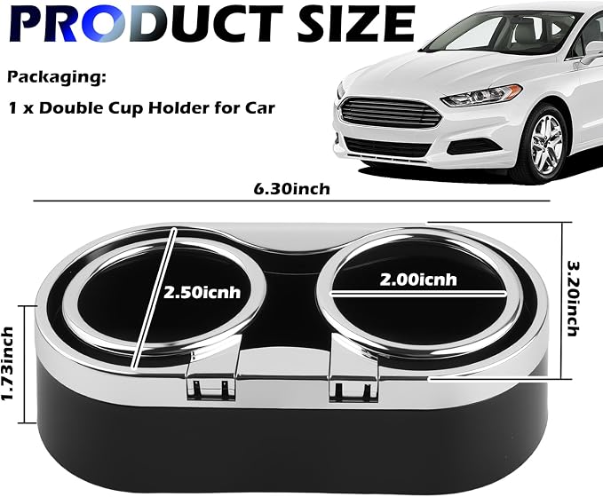 Double Cup Holders for Car,Adjustable Car Cup Holder Organizer for Dashboard/Center Console,Multifunctional Cars Drink Holder Center Console Organizer Fit for Cars,Trucks,SUVs