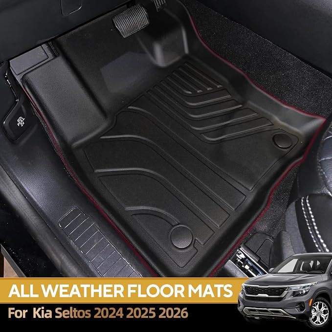 Naibeve Floor Mats for Kia Seltos 2024 2025 2026 - All Weather for Kia Seltos Customized Floor Mats Cargo Mat Backrest Mats Waterproof Interior Accessories