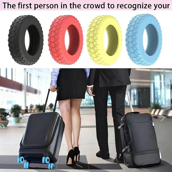 8 Pcs Luggage Wheel Covers,Silicone Protective Covers for 2-2.4" Suitcases Spinner Wheel,Upgraded Wear-Resistant, Silent,Shock Absorption Luggage Travel Accessories(Red)