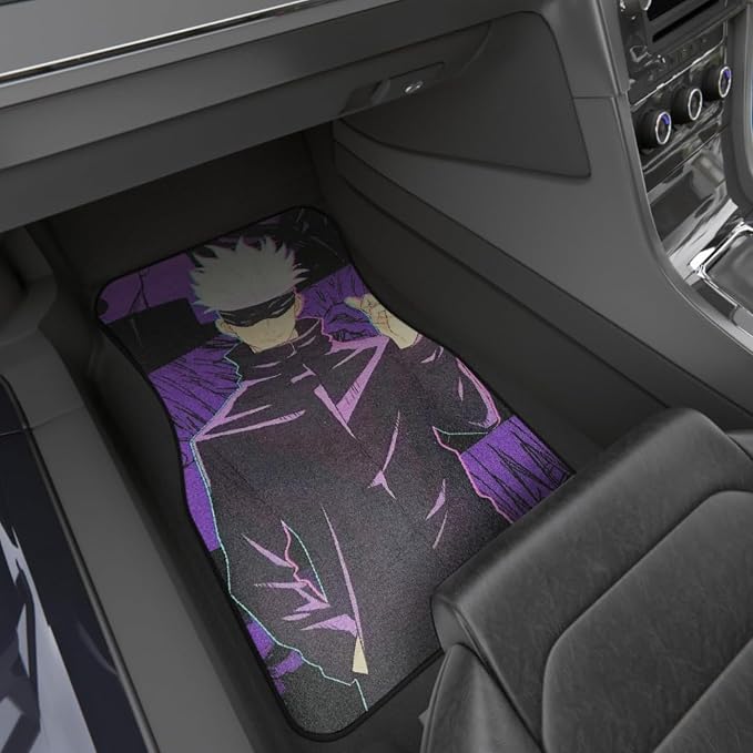 Anime Car Carpet Mat Set of 2 Front, jk Gjo Design Automotive Accessories Interior All Weather Floor Mats Decor with Non Slip Black Anti Skid Backing