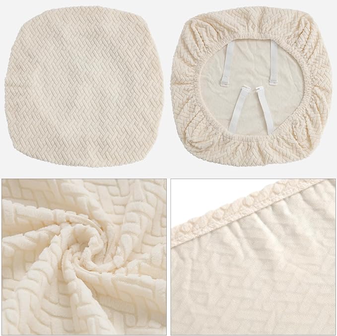 Fuloon Stretch Seat Cushion Covers 6 PCS, Washable Chair Seat Slipcover Chair Cover Dining Room for Hotel, Ceremony, Banquet Wedding Party (Beige, 6)