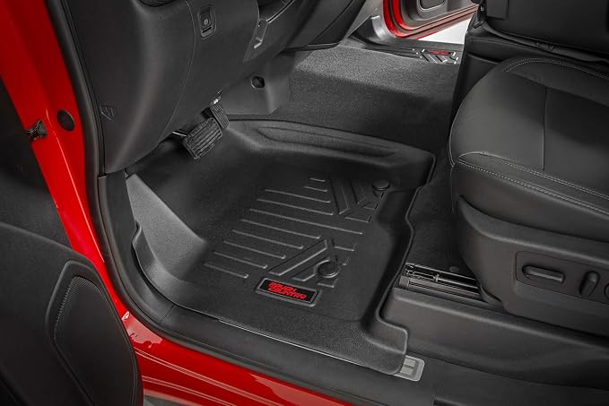 Rough Country All Weather Floor Mats Set for Dodge Ram 1500 Crew/Mega-Cab (2012-2018) - Custom Fit Floor Armor, Waterproof, Easy Clean