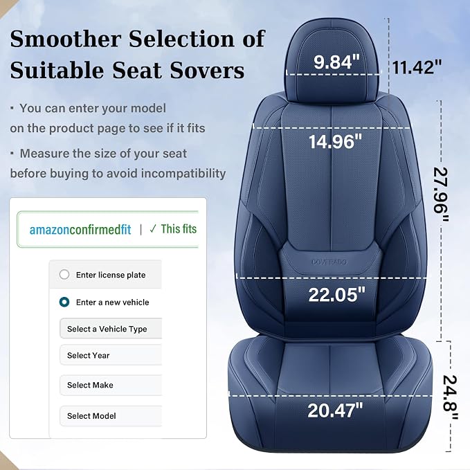 Coverado Car Seat Covers, Seat Covers for Cars, Waterproof Leather Auto Seat Protectors, Leather Car Seat Cushion, Car Interiors Accessories Universal Fit for Most Cars