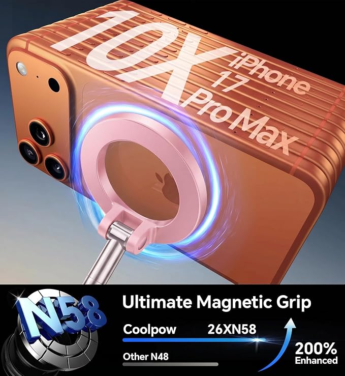 Coolpow【Newest Vacuum Magnetic Phone Holder for Car Phone Holder Mount【Movable Vacuum Suction】 Magsafe Car Mount Cell Phone Holders for Your Car Accessories for Women Men for iPhone 17 16-Light Pink