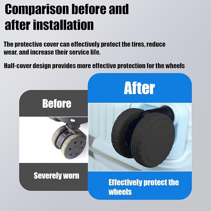16 Pcs Luggage Wheel Covers, Silicone Full Wrap Suitcase Caster Protector, Noise Reduction Anti Slip Spinner Swivel Tires Replacement Parts For Travel Bags