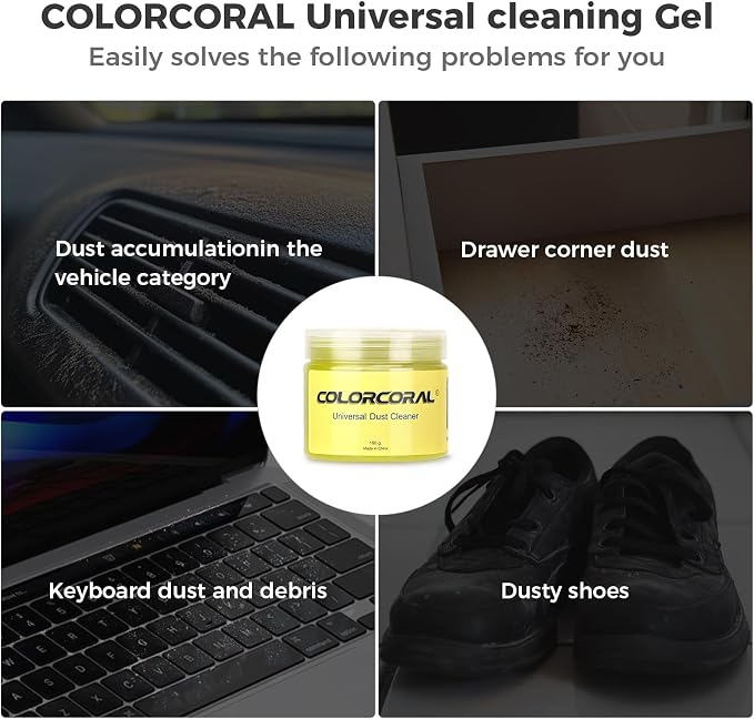 ColorCoral Cleaning Gel Universal Dust Cleaner for PC Keyboard Car Detailing Office Electronics Laptop Dusting Kit Computer Dust Remover, Computer Gaming Car Accessories, Gift for Men Women 160g