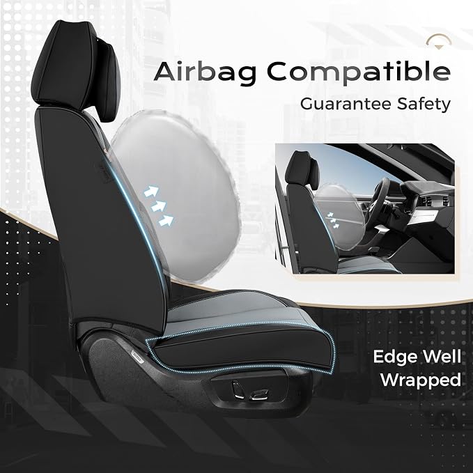 Coverado Car Seat Covers, Seat Covers for Cars, Waterproof Leather Auto Seat Protectors, Leather Car Seat Cushion, Car Interiors Accessories Universal Fit for Most Cars