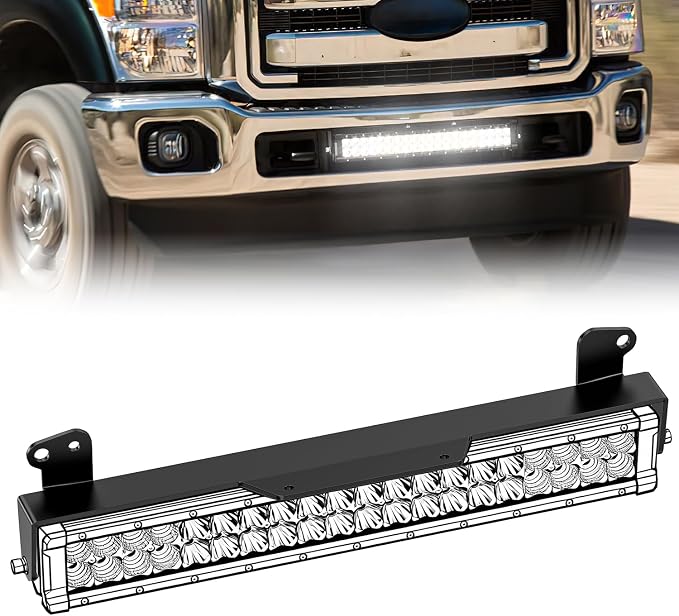 Nilight Front Lower Hidden Bumper Mounting Brackets for 20-22inch Straight LED Light Bar Compatible with 2011-2016 Ford F250 F350 F450