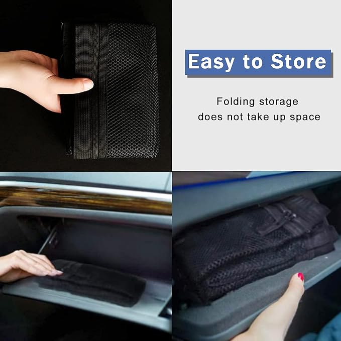 Car Ceiling Storage Net | Double Zipper, Adjustable Strap Prevent Falling, Double-Layer Mesh Long Road Trip Camping Van SUV Roof Cargo Pocket Organizer for Putting Quilt Toys Towel Sundries