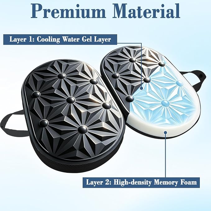 Cooling Gel Enhanced Memory Foam Seat Cushion, Desk Chair Seat Cushion, Office Chair Cushions, Foldable Portable, Back Sciatica Coccyx Tailbone Pain Relief, Driving Car Airplane Wheelchair Bleachers