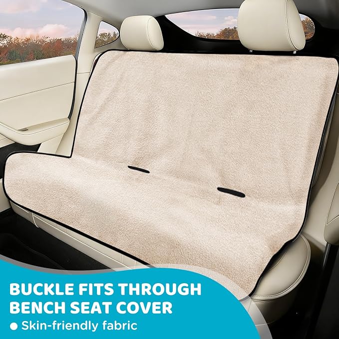 Back Seat Cover Waterpoof Rear Bench Towel Seat Cover for Gym Swimming Surfing Running, Non-Slip Rear Seat Protector Ufor Universal Anti-Slip Car Truck SUV Seat (Bench Tan)