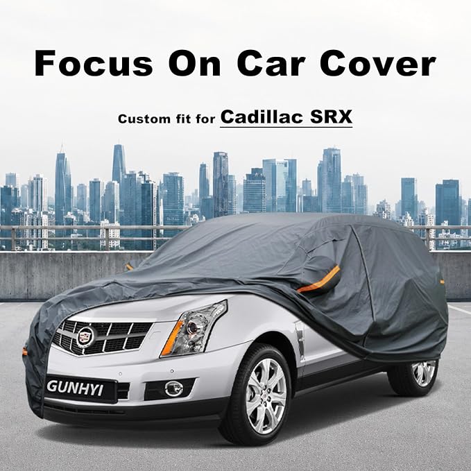 GUNHYI Premium Car Cover Custom Fit Cadillac SRX (2009-2016), 16 Layers Heavy Duty Car Cover Waterproof All Weather with Zipper Door for Sun Rain Snow Dust Uv Protection