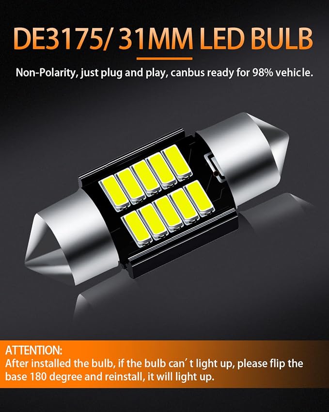 White LED Bulbs Package Kit Compatible with 2012 2013 2014 2015 2016 2017 2018 2019 2020 Toyota Camry Interior Map Dome Light + License Plate Light and Install Tool, 13 Piece