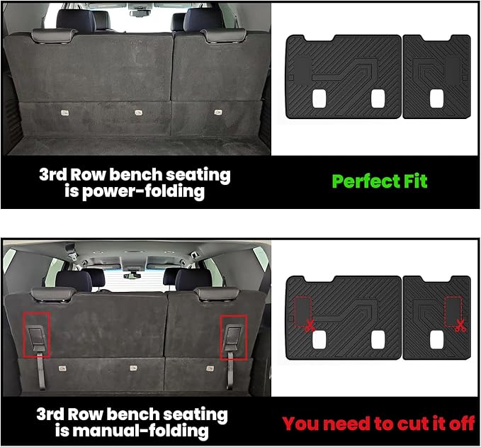 LASFIT Trunk Mat with Backrest Mat 2015-2020 for Chevrolet Chevy Suburban/GMC Yukon XL(Not Fit Yukon)/Cadillac Escalade ESV(Only Escalade ESV, Not Fit Escalade), All Weather TPE Mat