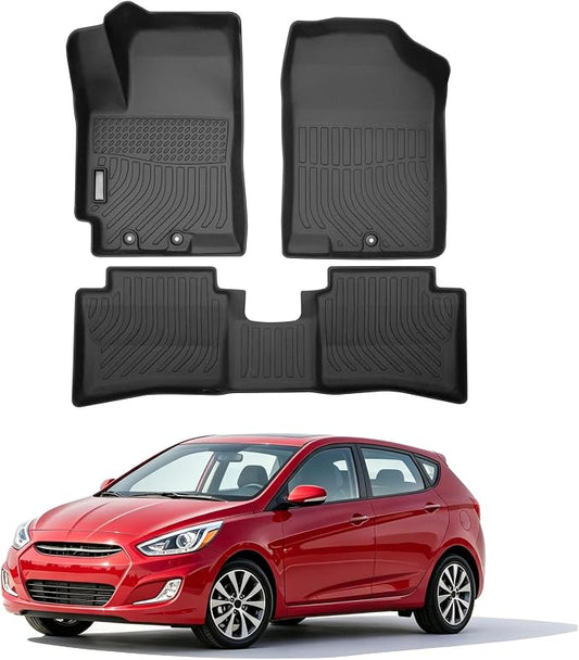 Floor Mats for Hyundai Accent 2012-2017 | Heavy Duty TPE All Weather Protection, Waterproof Non-Slip Black Car Liners (Two-Row Floor Mats)