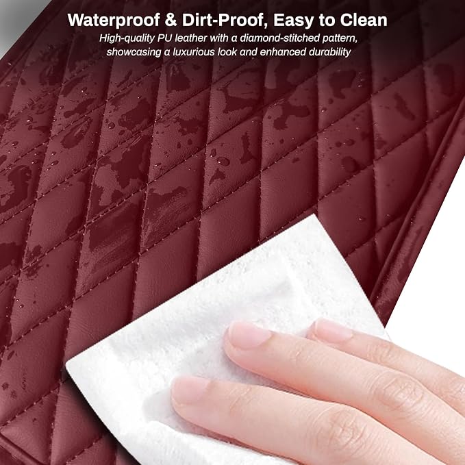 Ouzorp Car Center Console Cover, Upgraded Microfiber Leather Car Arm Rest Cover with 2 Storage Bags, Universal Armrest Cover for Car Storage Box Car Interior Accessories Protector for Most Vehicle-Red