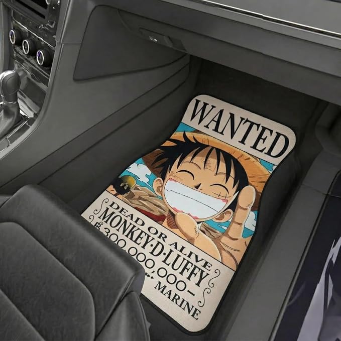 Anime Car Carpet Mat Set of 2 Front, OPMD Design Automotive Accessories Interior All Weather Floor Mats Decor with Non Slip Black Anti Skid Backing