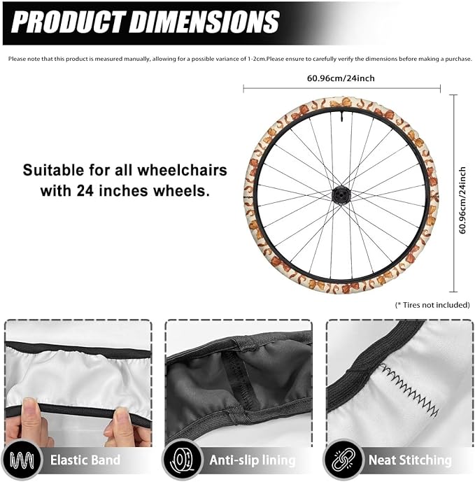 Abstract Tie Dye Wheelchair Wheel Covers Fall Maple Bow | Thanksgiving Day, 2 Pack Wheelchair Tyre Covers Neoprene Wheel Cover for Transport Wheelchair Wheels, 24 Inch
