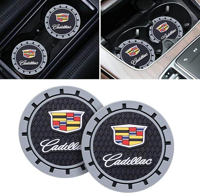 Car Cup Coaster, 2PCS Universal Non-Slip Cup Holders, Compatible with Cadillac Series Car Cup Holder Coasters，Car Drink Coaster Holder Accessory, Black