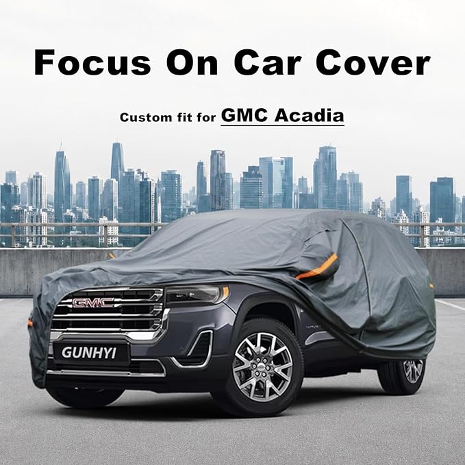 GUNHYI Premium Car Cover Custom Fit GMC Acadia, 16 Layers Heavy Duty Car Cover Waterproof All Weather with Zipper Door for Sun Rain Snow Dust Uv Protection