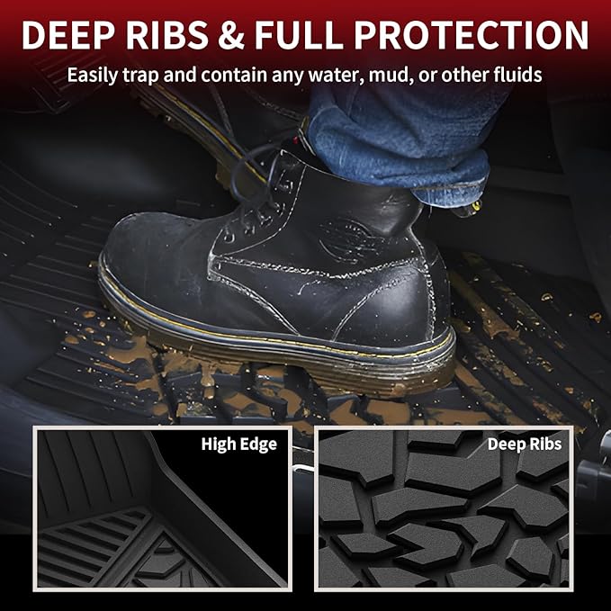LASFIT Floor Mats for Ford Maverick 2026 2025 2024 2023 2022 (Hybrid Models Only) All Weather Car Mats TPE Truck Liners Vehicle Accessories for Ford Maverick - 1st & 2nd Row, Black