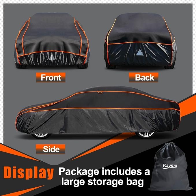 Kayme Hail Protector SUV Car Cover，Anti Hail Thickened Multi-Layered EVA Car Cover Waterproof All Weather with Wind Straps, Outdoor Hail Protection Cover, Fit SUV Jeep-Length（208 to 211 Inch）