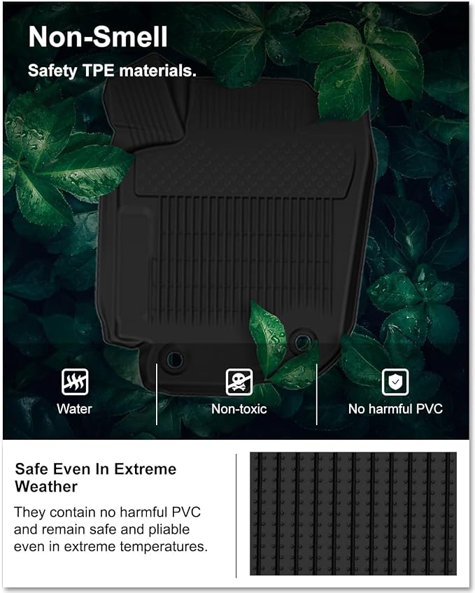 Kiwi Master Floor Mats for 2013-2018 Toyota RAV4 (Non-Hybrid) | OEM Replacement PT908-42165-20, Custom Fit All Weather Car Mats, Heavy Duty TPE Floor Liners, Front & Rear 2 Row Set, Black
