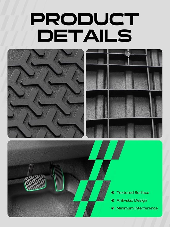 YHTAUTO Automotive Floor Mats Compatible with Honda CR-V 2017-2022 Hybrid Models, TPE All Weather Floor Liner Odorless Custom Fit Car Mats, 1st & 2nd Row, Set of 3